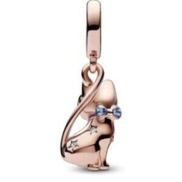 Rose Gold Cat Charm with Crystals - Picture 2 of 4